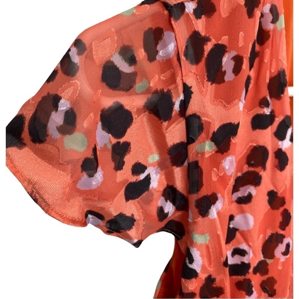 RARE Modcloth x Hutch Party Prowl Orange Leopard Print True Wrap Dress XS NEW - Picture 9 of 15